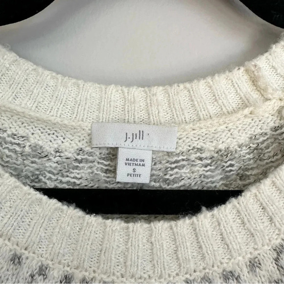 J. Jill Fair Isle Barley Multi Crewneck Ivory/Grey Knit Sweater Sz S Petite GUC - Picture 4 of 8